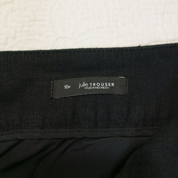 Ann Taylor LOFT 100% Linen Pants Petites Black Julie Wide-leg Size 10P Womens - Picture 3 of 11